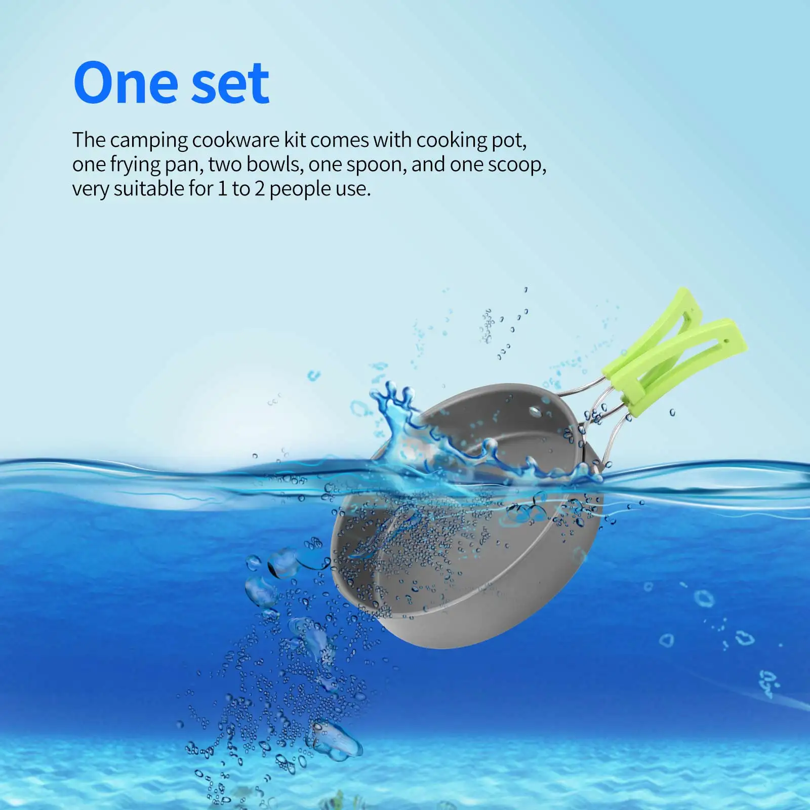 

Camping Cookware Kit Outdoor Cooking Set Pan Pot Travelling Hiking Picnic BBQ Tableware Equipment Portable Camping Pot Set