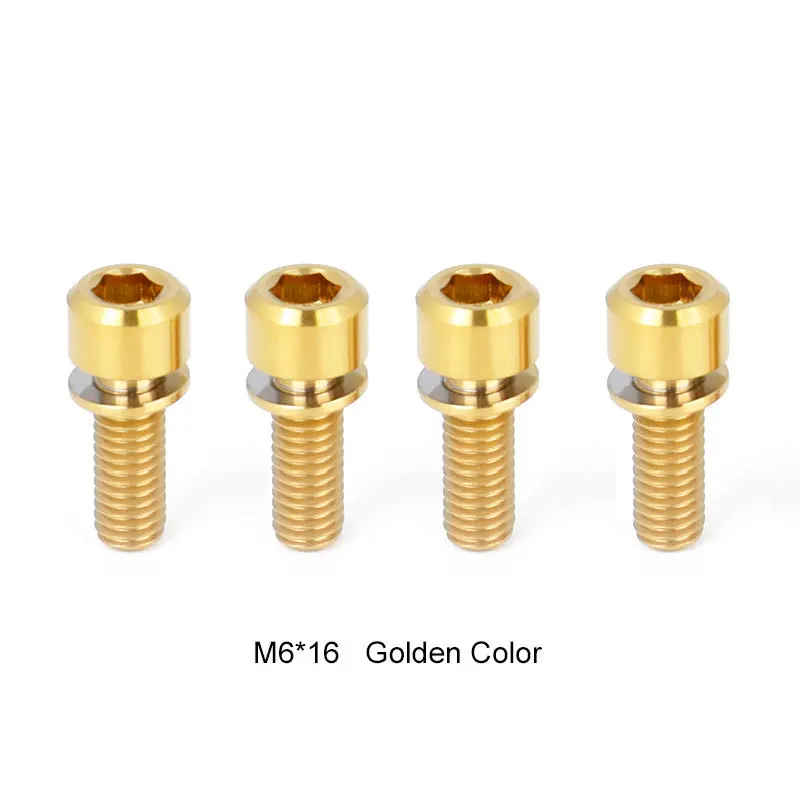 

Bike/Mtb 4Pcs M6 Ti Bolt 16mm Titanium Hexagon Head Socket Ti Screws Fastener Bolts for Disc Brake Caliper Fix Crank Lock
