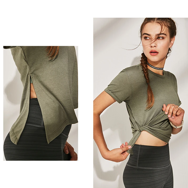 Женские быстросохнущие топы для фитнеса и йоги спортивные с коротким рукавом