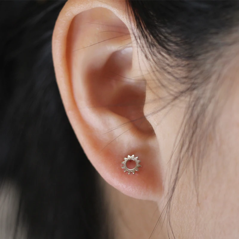 Для жены подарок подруге 925 серебро Симпатичные серьги-гвоздики крошечные серьги