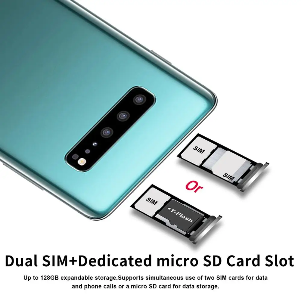 Смартфон с большим экраном Cectdigi S10 Plus 6 5 дюймов Android 9 0 смартфон распознавание