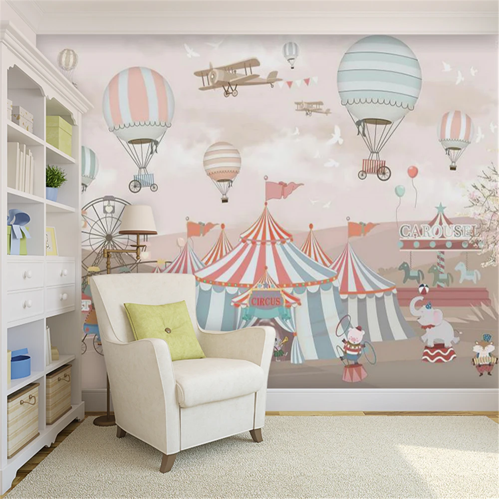 

Custom Mural Wallpaper Cartoon Balloon Amusement Park Children's Room Background Wall Painting