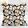 BlessLiving Fried Eggs Cushion Cover Black White Yellow Decorative Pillow Case Funny Throw Pillow Cover for Sofa Cozy Kussenhoes 1