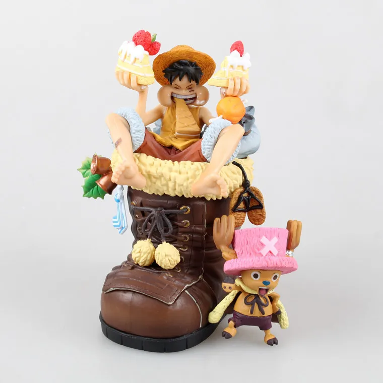 Anime One Piece Christmas Boots Monkey D Luffy Tony Chopper PVC Action Figures Model Toys for Gifts 11cm Игрушки и хобби