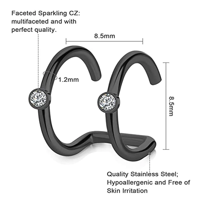 15 шт. регулируемые серьги-клипсы для носа из нержавеющей стали | Украшения и