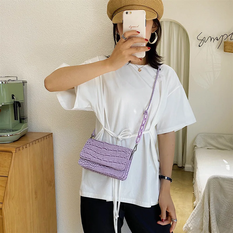 2020 new shoulder bag women's casual fashion Korean version of the stone texture small messenger armpit | Багаж и сумки