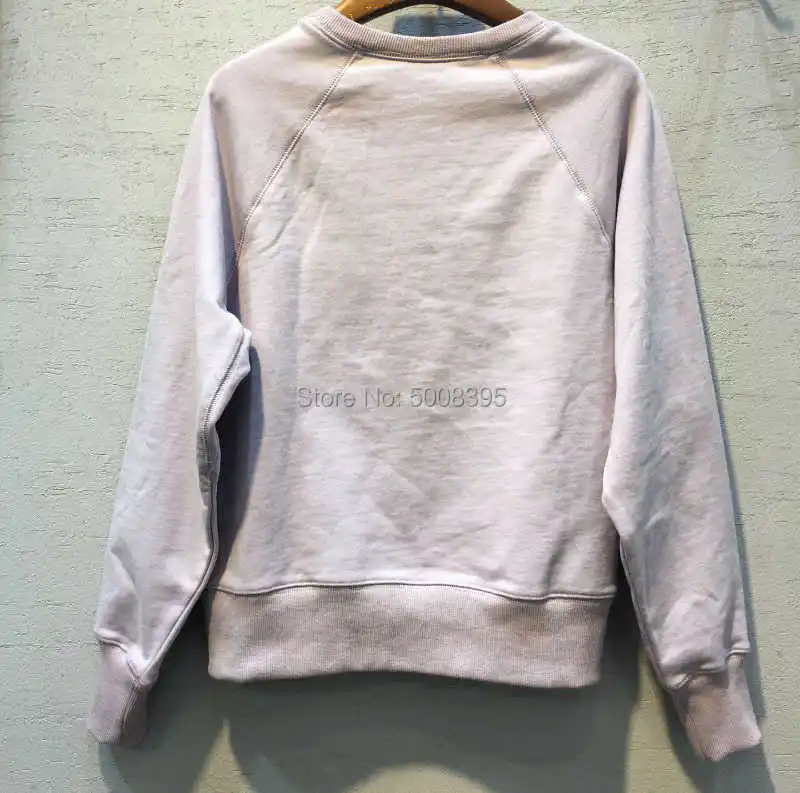 

Woman Light Purple Upper Head Skull Embroidered Sweatshirt Round Neck Drop Shoulder Fashion Pullovers 2021