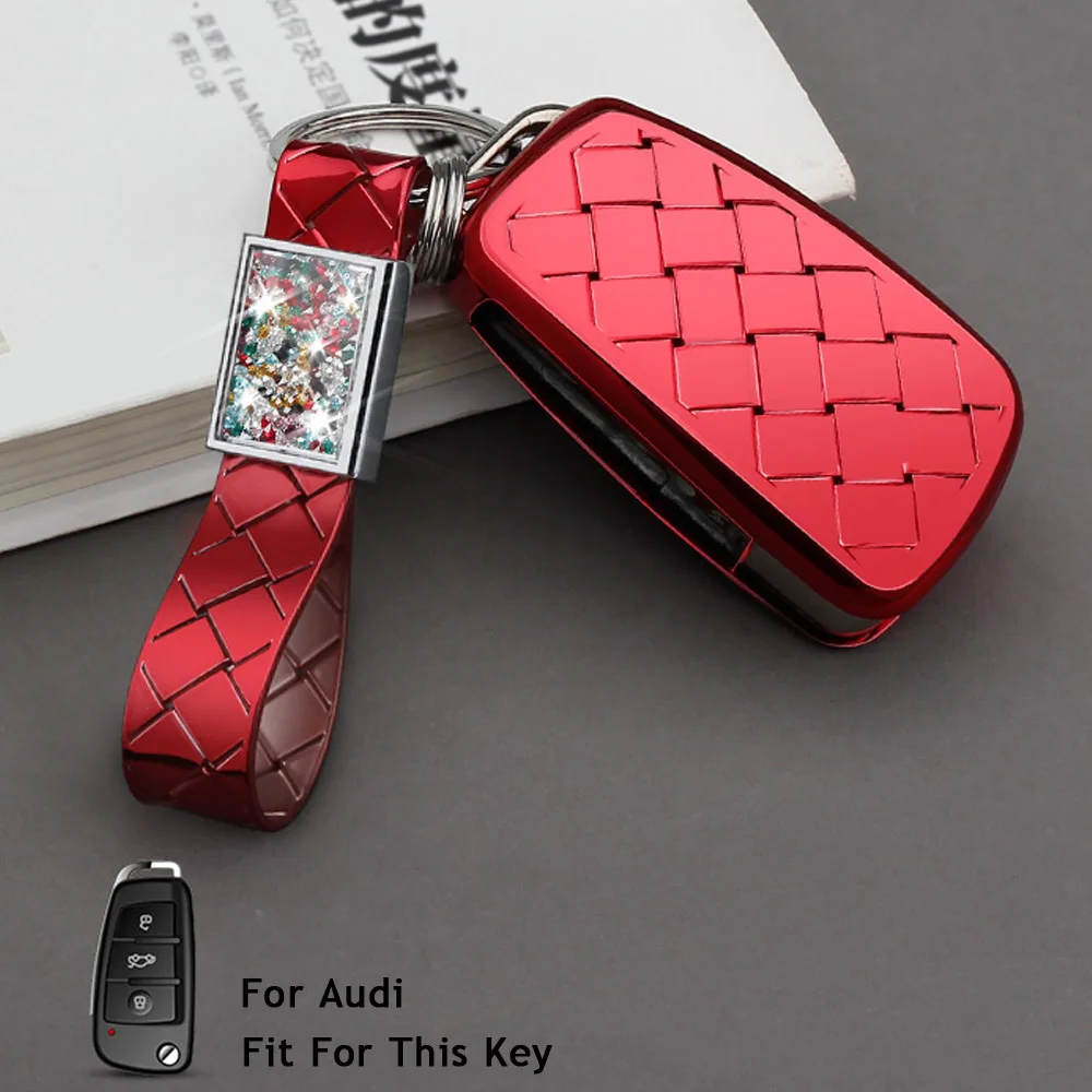 

ABS TPU Car Key Cover Protector Case For Audi A3 A4 A5 C5 C6 8L 8P B6 B7 B8 C6 RS3 Q3 Q7 TT 8L 8V S3 Keychain