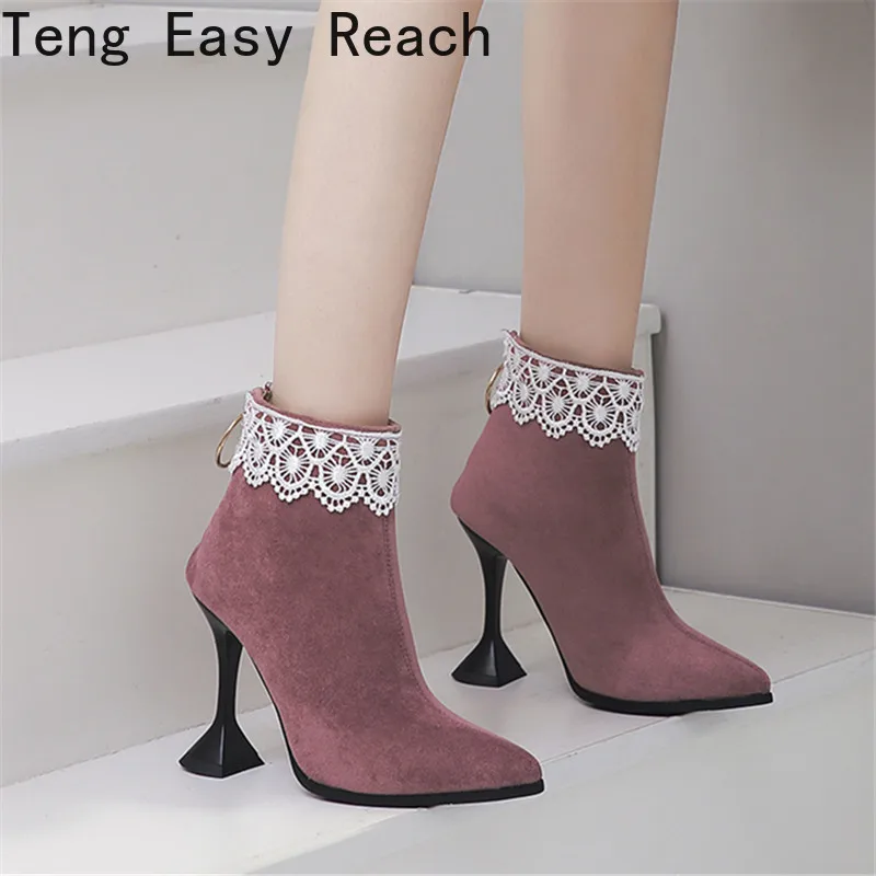 

2022 г., новые женские ботильоны с острым носком модная женская обувь на высоком каблуке с молнией сбоку женские полусапожки осень-зима