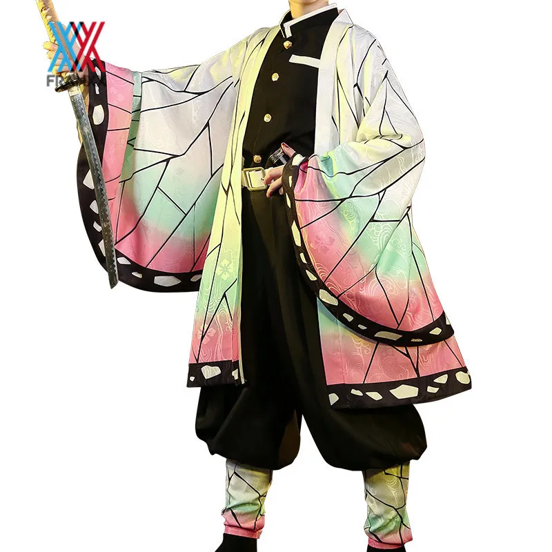 

Anime Demon Slayer Kimetsu no Yaiba Kimono Kochou Shinobu Cosplay Costume Iguro Obanai Coat Shirt Pants Uniform Girl Clothes