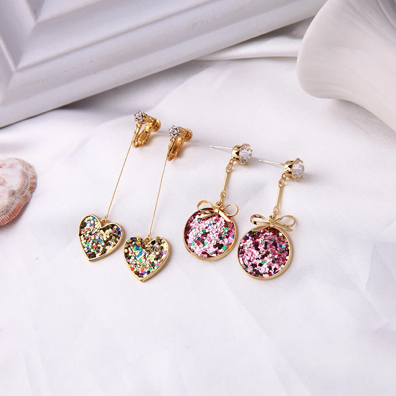 Этническое Новое поступление милые корейские серьги капли модные Кристальные