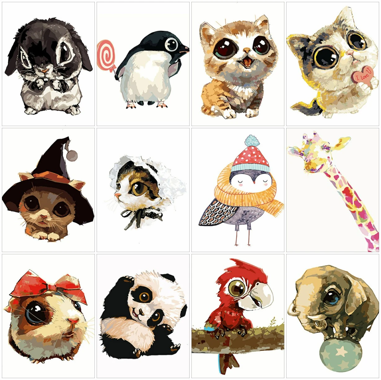 

AZQSD Paint By Number Animal Art Oil Painting Handmade Amusing Living Room Decorative Hanging Pictures Children Gift