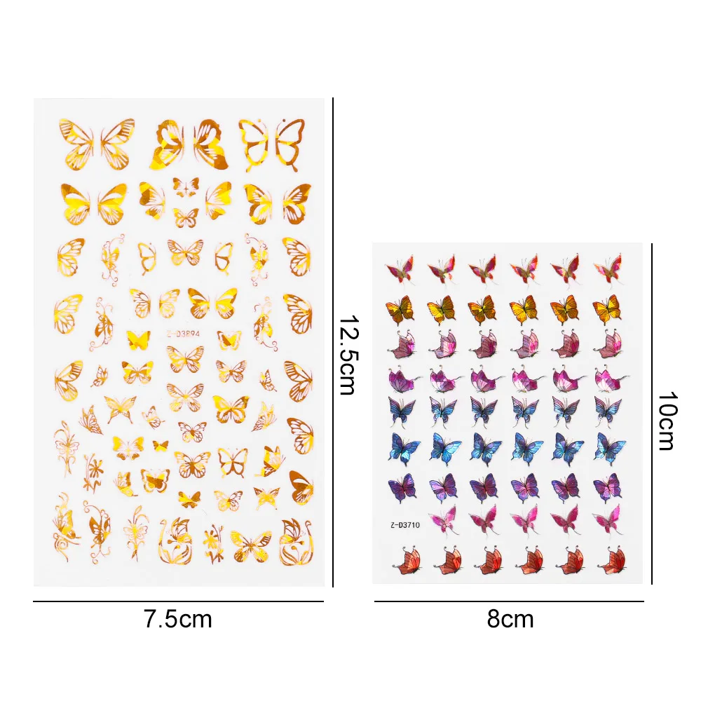 

8/9pcs Holographic 3D Butterfly Nail Stickers Summer Nail Art Decoration Nail Accessories DIY Design