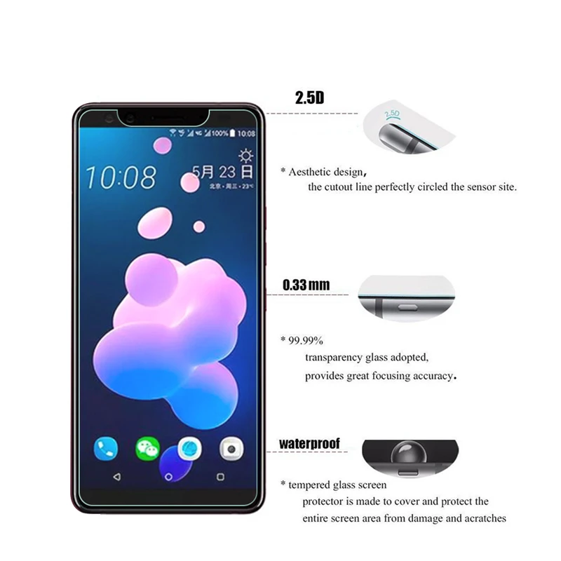 Закаленное стекло для HTC U12 Plus 2 шт. Защита экрана защитная пленка U 12 + Wolfsay|glass for