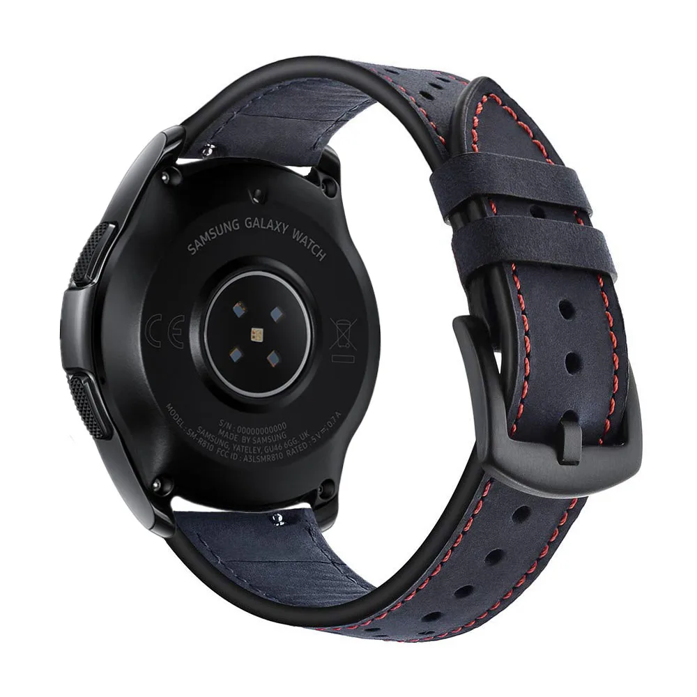 20 мм 22 мм кожаный браслет ремешок для samsung Galaxy Active 42/46 мм gear S2/S3 huawei Watch GT/2 Huami Amazfit Bip Ticwatch Band