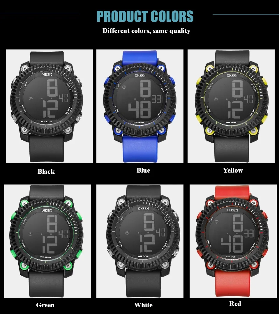 Наручные часы OHSEN мужские спортивные позволяющие заныривать на глубину до 50 м