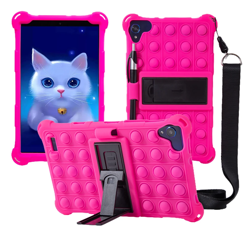 

2019 Kids Case for Samsung GalaxyTab A 8.0 SM-T290/T295/T297, Non-toxic Soft Silicone Adjustable Stand Cover with Shoulder Strap