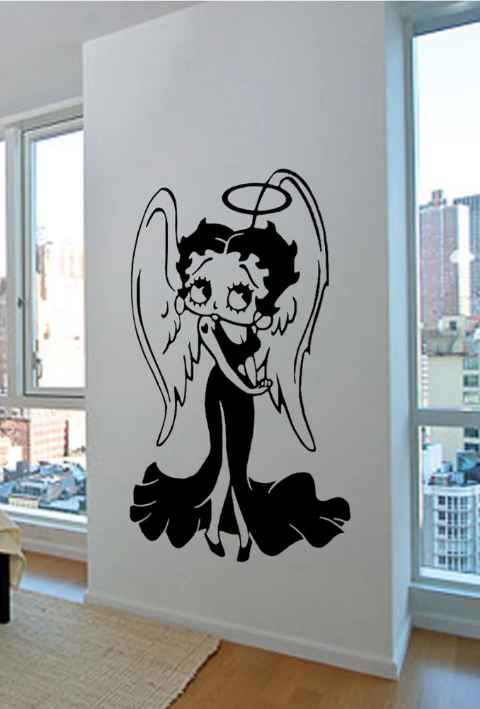 17 видов конструкций Betty Boop Наклейка на стену Крылья Ангела дьявол цыпленок поцелуй мою задницу виниловая наклейка детская спальня настенная наклейка для детской комнаты домашний декор - Цвет: H100cm x W63cm