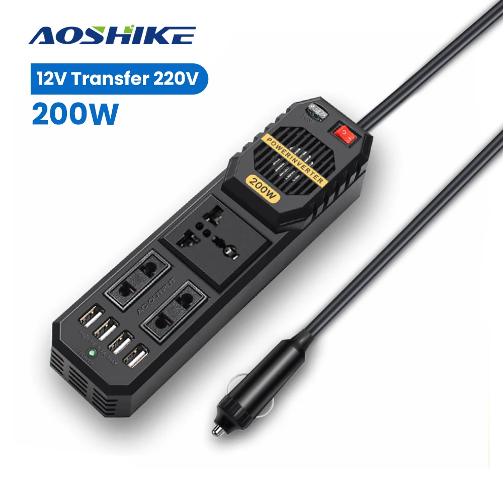 

AOSHIKE мини 200 Вт автомобильный инвертор прикуриватель 12 В постоянного тока до 220 В адаптер питания зарядное устройство преобразователь 3,1 а USB ...
