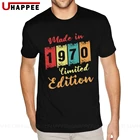 Мужская винтажная футболка в стиле ретро, Красная футболка с коротким рукавом и круглым вырезом, с принтом на заказ, для дня рождения 50 лет, 1970