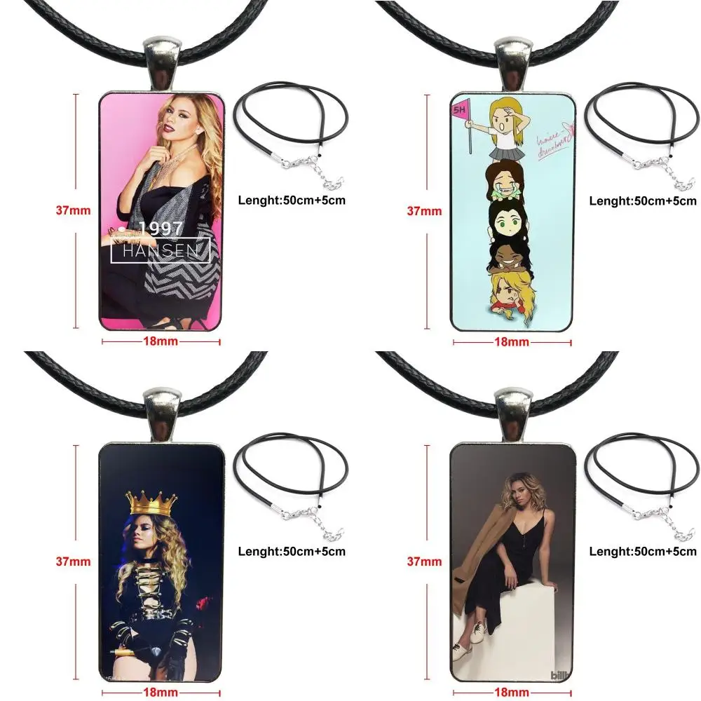 Стальной Цвет Стеклянный кабошон с прямоугольной формы кулон колье ожерелье для