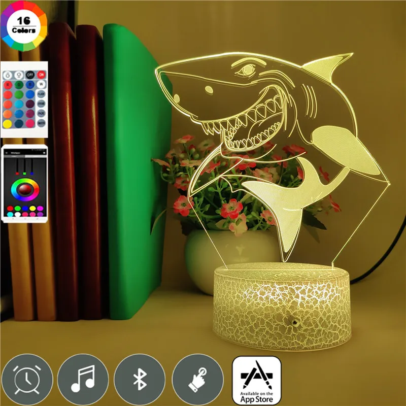 Cartoon LED Night Light Disney Movie Finding Nemo Bruce Animal 3d Nightlamp for Kids Children Bedroom Lampara Birthday Gifts | Лампы и