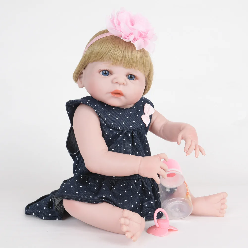 23 &quotполная виниловая 57 см Силиконовая Кукла Reborn Blue Eyes Baby Alive куклы для
