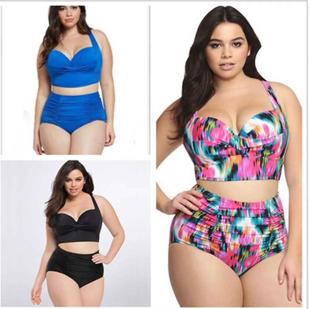 Быстрая доставка Для женщин 2 шт. размера плюс с высокой талией Холтер бикини