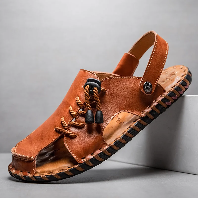 

Male Sandal Rubber Sandals Men 2020 Mens Outdoor Slippers Casual Sandal Man Leather Safety Korean Work For Slide Beach