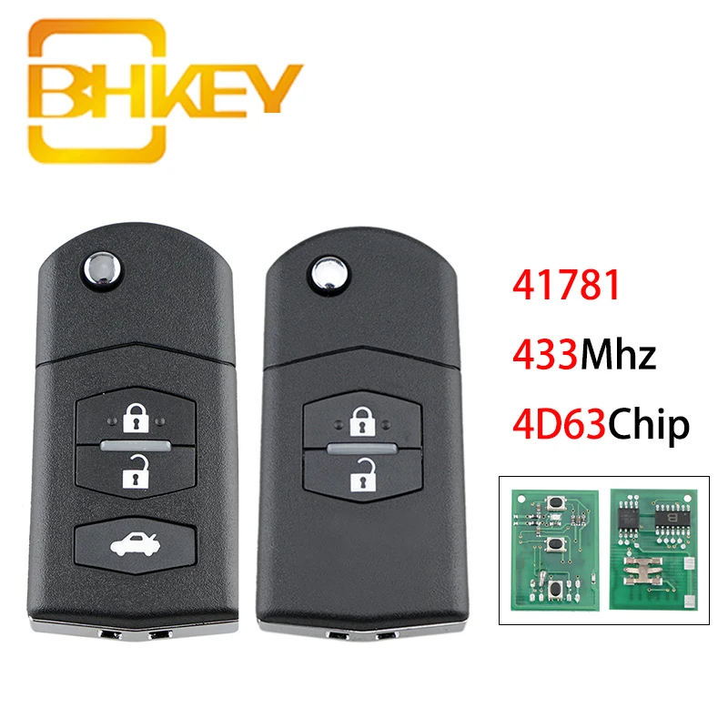 Смарт-ключ BHKEY для Mazda 3 BK Series 2006-2009 BT50 2006 Vision 41781 433 МГц 4D63 с дистанционным