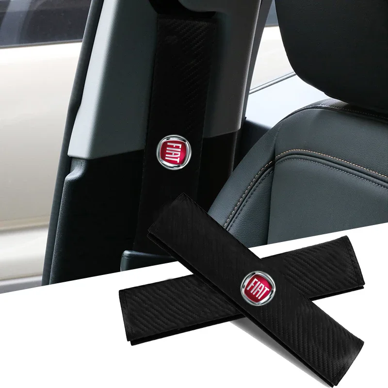

Carbon Fiber Car Belt Cover Padding Auto Seat Belt Strap Protector Cover Pads for Fiat Aegea 500c Panda Uno Palio Tipo Doblo