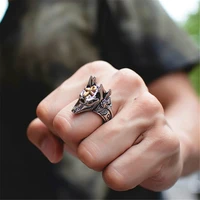 new fashion domineering mens cross wolf head ring trend personality ring mans gift