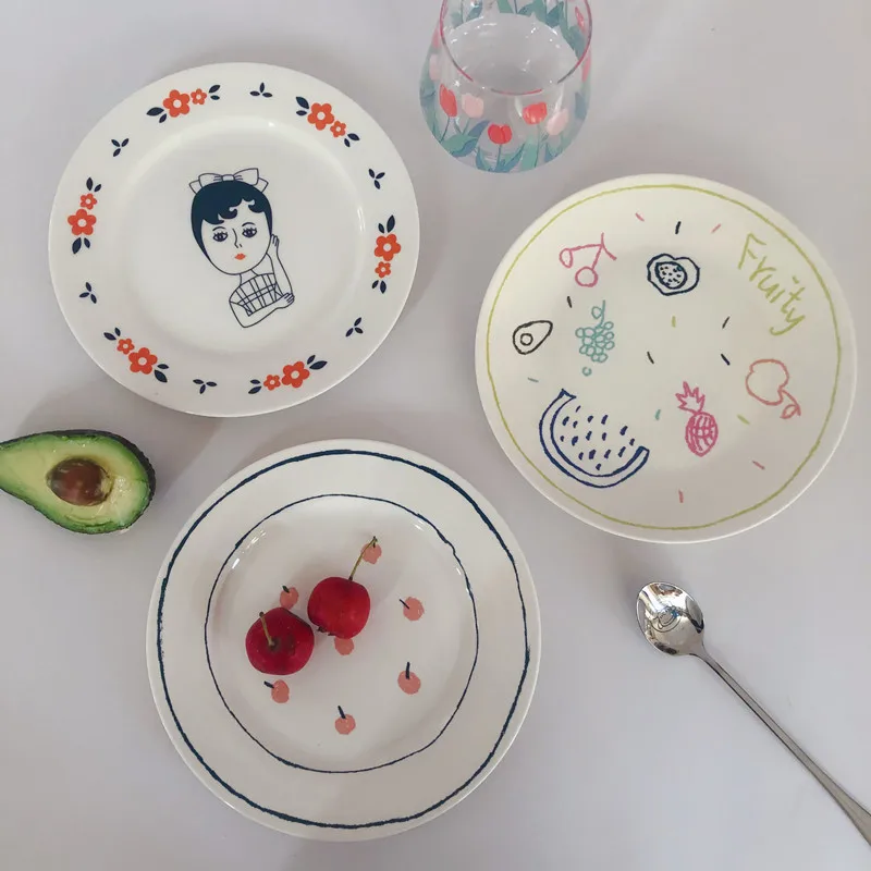 1 шт. костяная китайская тарелка Забавная детская иллюстрация узор Европейский