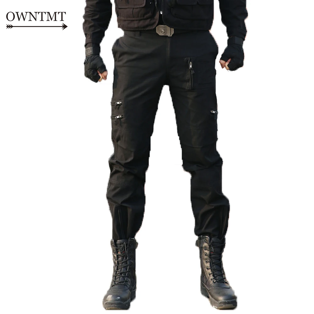 Брюки-карго мужские в стиле милитари осенние свободные рабочие прямые штаны для