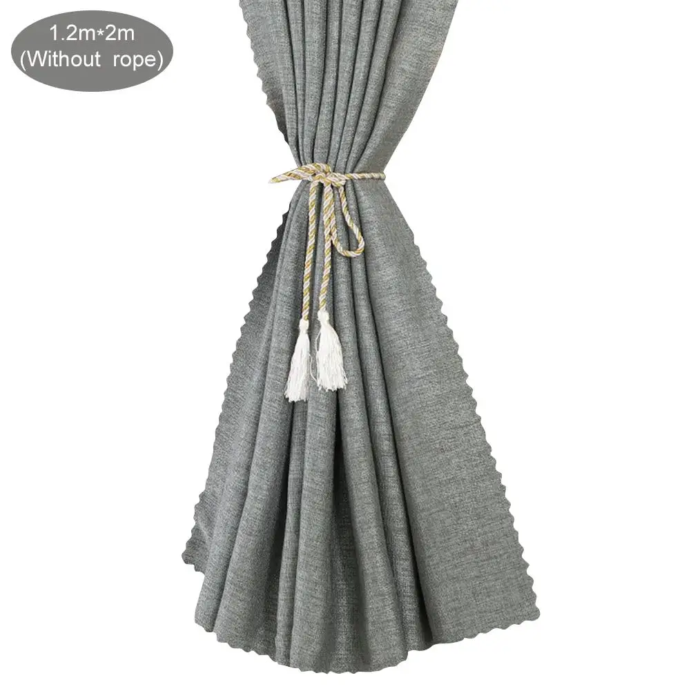 Однотонная штора из хлопка и льна в современном стиле с термоизоляцией