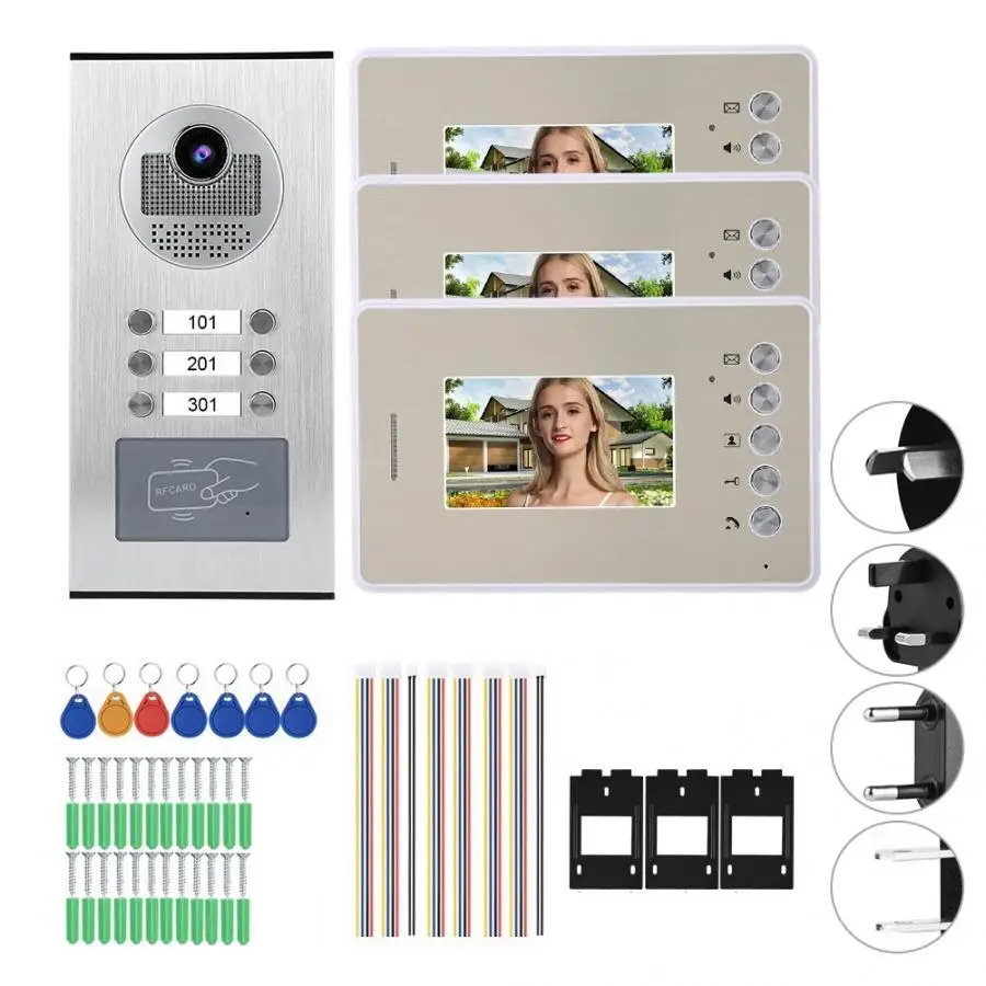 4.3in 3 монитора видео внутреннее ночное видение дверной звонок автоматизированный