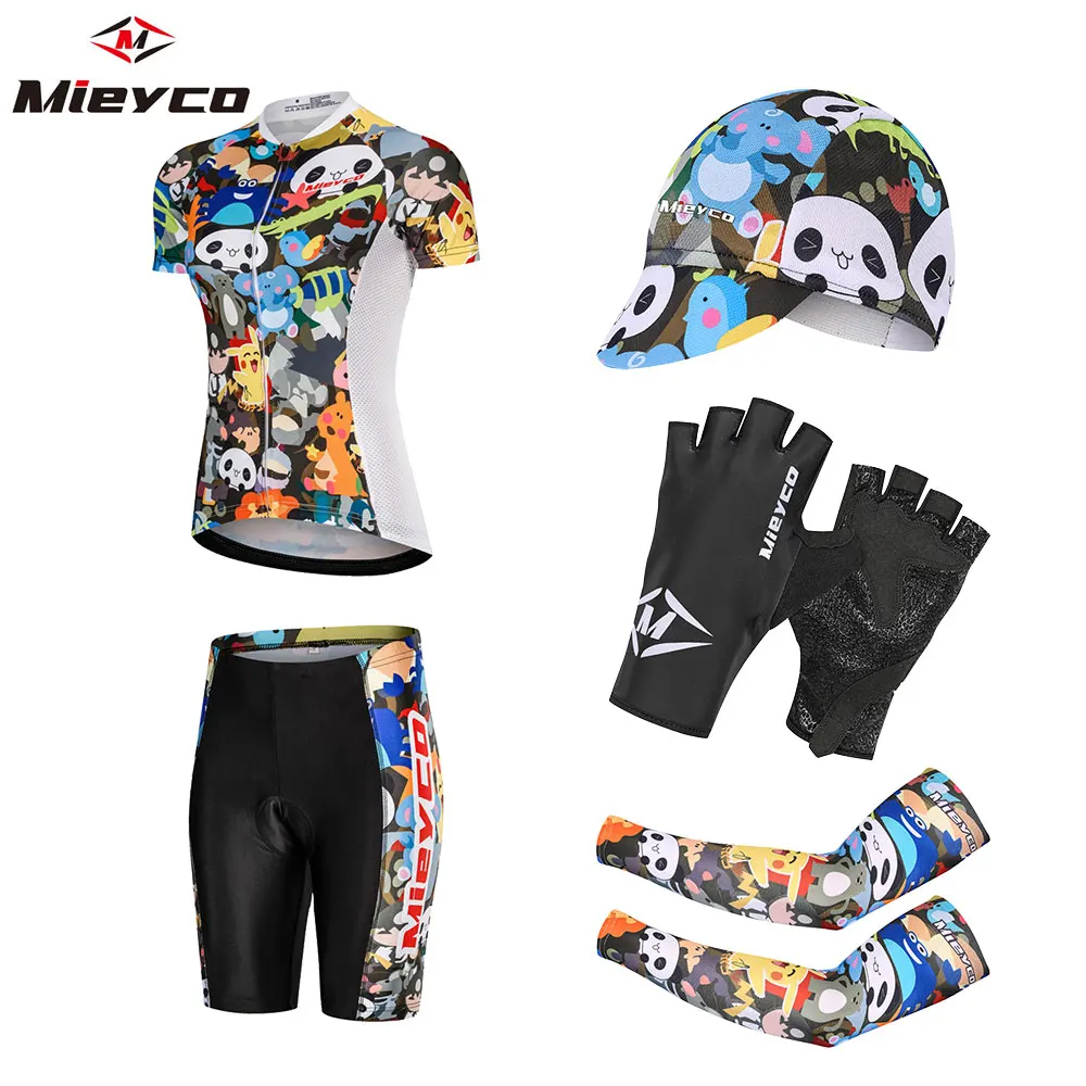 

Mieyco Kids Cycling Jersey Set Children Cycling Clothing Summer Bike Jersey Quick Dry Bicycle Jersey Suit Cartoons Design Women