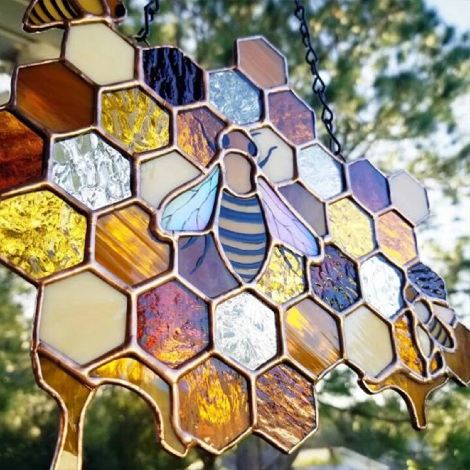 

Queen & Bee Protect Honey Suncatcher Honey Bee Mosaic Handmade Home Decoration Wall Art can CSV