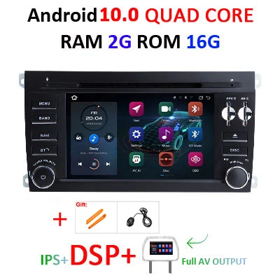 Ips DSP 4G 64G 8 Core 2 Din Android 10 Автомобильный мультимедийный dvd-плеер gps навигация для Porsche Cayenne S GTS 2003-2010 Автомагнитола FM - Цвет: 2G 16G IPS DSP FULL