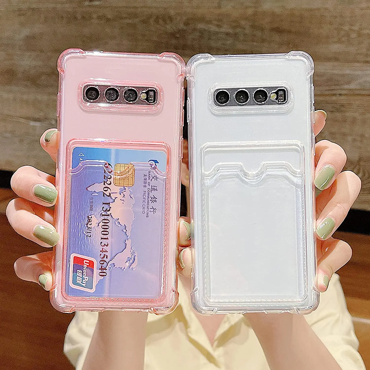 Прозрачный мягкий чехол из ТПУ с отделениями для карт для Samsung Galaxy S10 Pllus