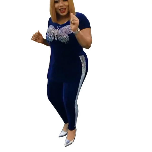 Комплект из 2 предметов платье Дашики со стразами брюки африканская одежда базин