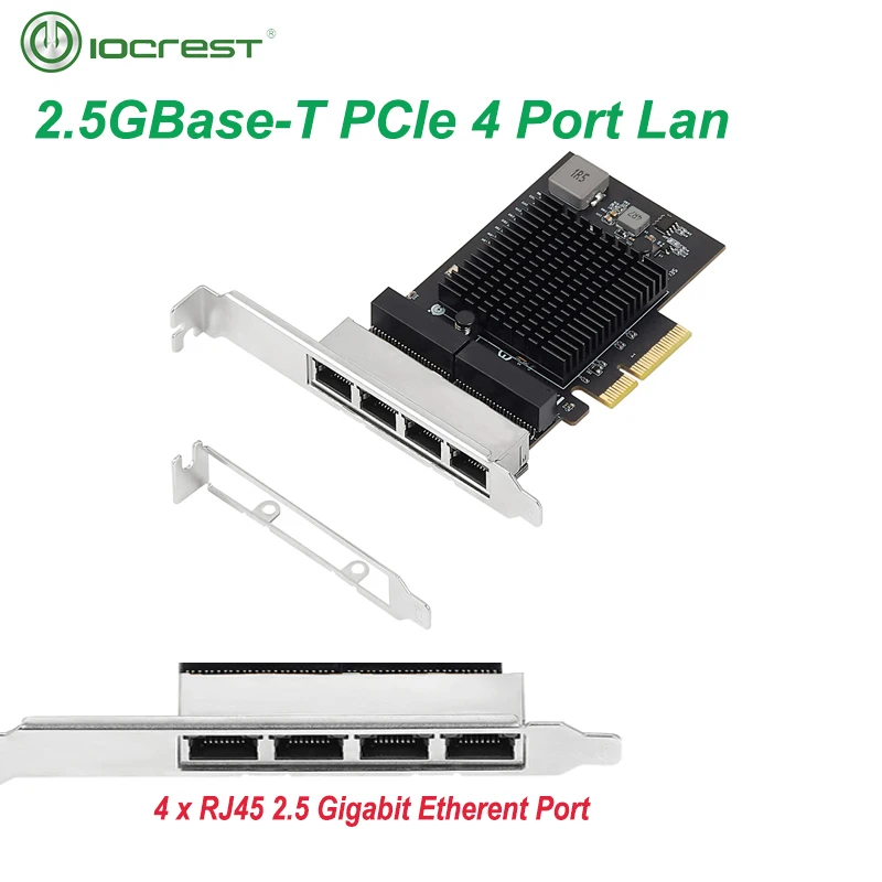 IOCREST 2 5 гигабитный 4-портовый PCIe RJ45 Lan 10/100/1000 Мбит/с Realtek 8125b чип четырехпортовый