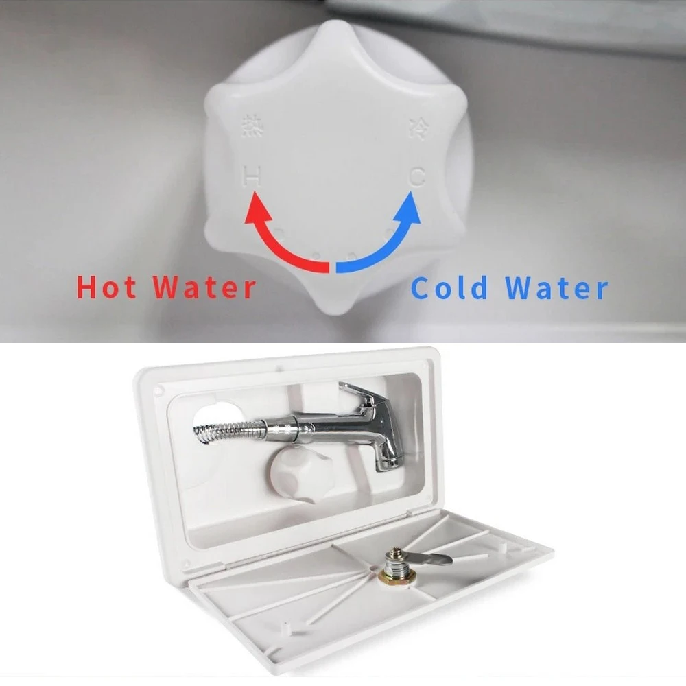 

RV External Shower Car Shower Box Hot and Cold Switch Rain Shower Head with Metal Faucet Spool Sprinkler Water Separator