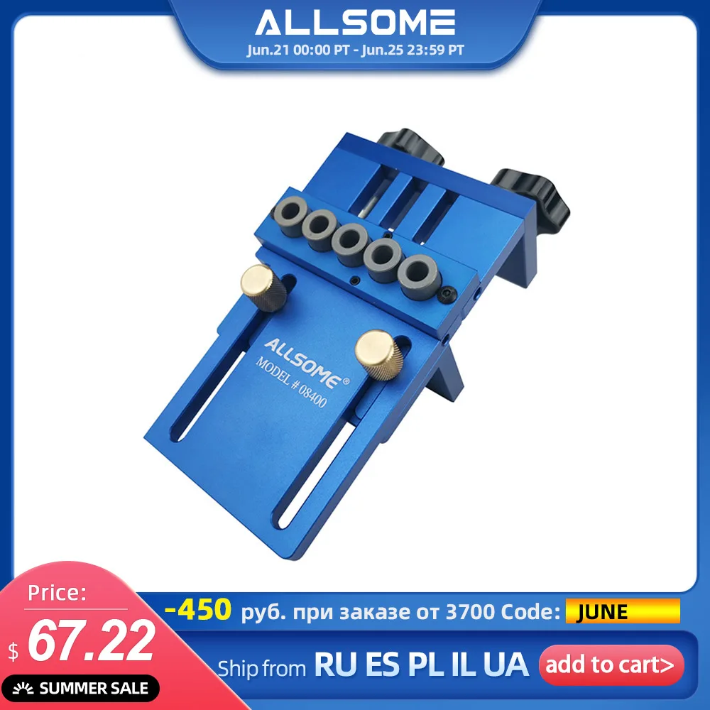 ALLSOME приспособление для дюбелирования из алюминиевого сплава мебели|Сверла| |