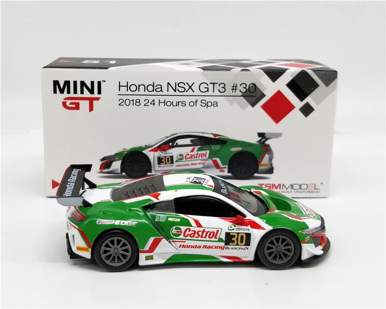 Мини GT 1:64 Hon da Civic NSX GT3 2018 24H of Spa LHD игрушечный автомобиль из сплава игрушки для