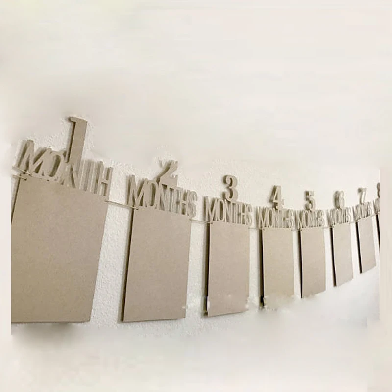 

1-12 Months Baby Photo Folder Kids Birthday Theme Party Decorations Toys Photo Banner Monthly Photo Wall Home Decoration Banner