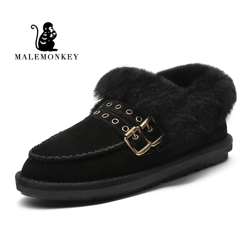 2019 New Fashion Winter Women Boots Short Plush Low Heel Shoes Warm Square Toe Designer Knot Casual | Обувь