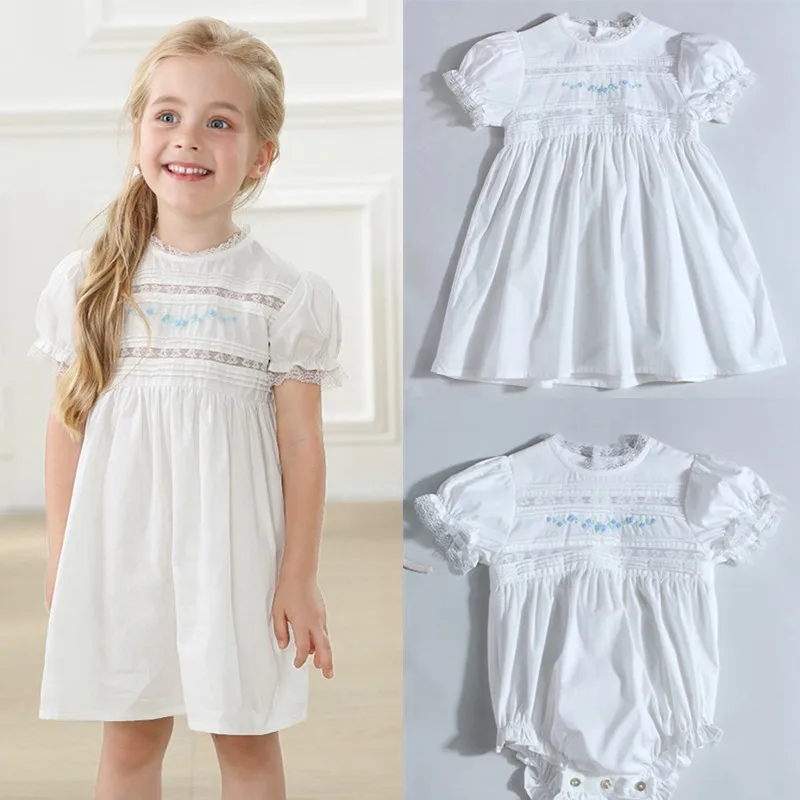 

Spanish Baby Girl Dresses Summer Newborn Cotton Rompers Children Kids Embroidery Lace Dress Baptism Outfits Baby Birthday Frocks