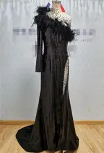 Vestidos de Noche elegantes hechos a medida con pluma de un hombro, largos hasta el suelo con capa, nuevos artículos en oferta en otoño B211154, 2021 (4)