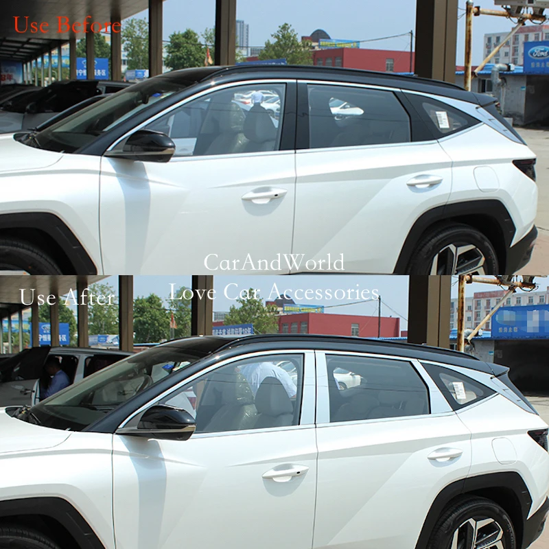 

Stainless Steel Door Window Pillar B/C Post Triangle Column Cover Trims Sticker For Hyundai Tucson NX4 2021 2022 Car Accessories